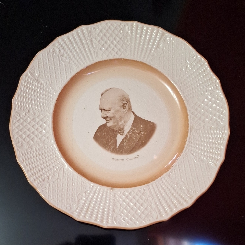 Vintage Winston Churchill Cream Decorative Plate with Portrait 9"